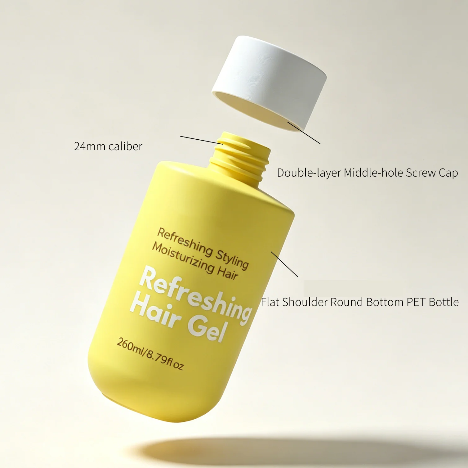 260 ml PET bottle with a 24 mm neck and screw cap